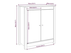 Aparador 2 uds de madera maciza de pino blanco 70x35x80 cm