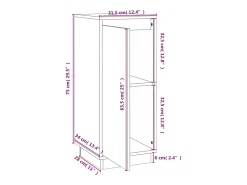 Aparador 2 uds madera maciza de pino blanco 31,5x34x75 cm