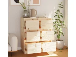Aparador 2 uds madera maciza de pino 32x34x75 cm ES77844