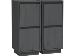 Aparador 2 uds madera maciza de pino gris 31,5x34x75 cm ES99774