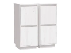 Aparador 2 uds madera maciza de pino blanco 31,5x34x75 cm