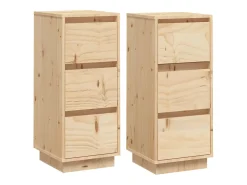 Aparador 2 uds madera maciza de pino 32x34x75 cm