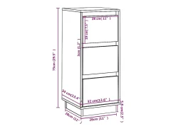 Aparador 2 uds madera maciza de pino 32x34x75 cm
