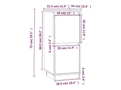 Aparador 2 uds madera maciza de pino 31,5x34x75 cm