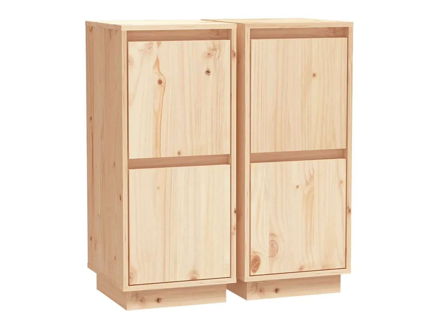 Aparador 2 uds madera maciza de pino 31,5x34x75 cm