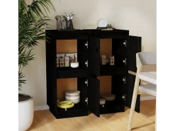 Aparador 2 unidades madera maciza de pino negro 31,5x34x75 cm