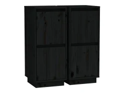 Aparador 2 unidades madera maciza de pino negro 31,5x34x75 cm