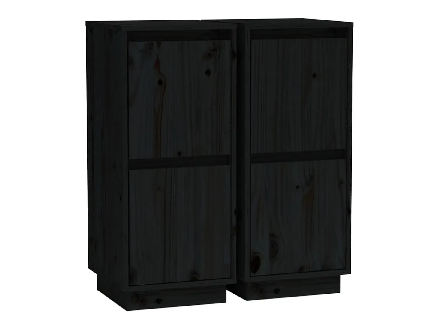 Aparador 2 unidades madera maciza de pino negro 31,5x34x75 cm