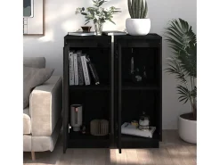 Aparador 2 unidades madera maciza de pino negro 31,5x34x75 cm
