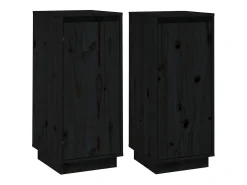 Aparador 2 unidades madera maciza de pino negro 31,5x34x75 cm