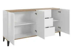 Aparador 160 x 40 cm 3 puertas 3 cajones cocina vestíbulo Rebecca Wood