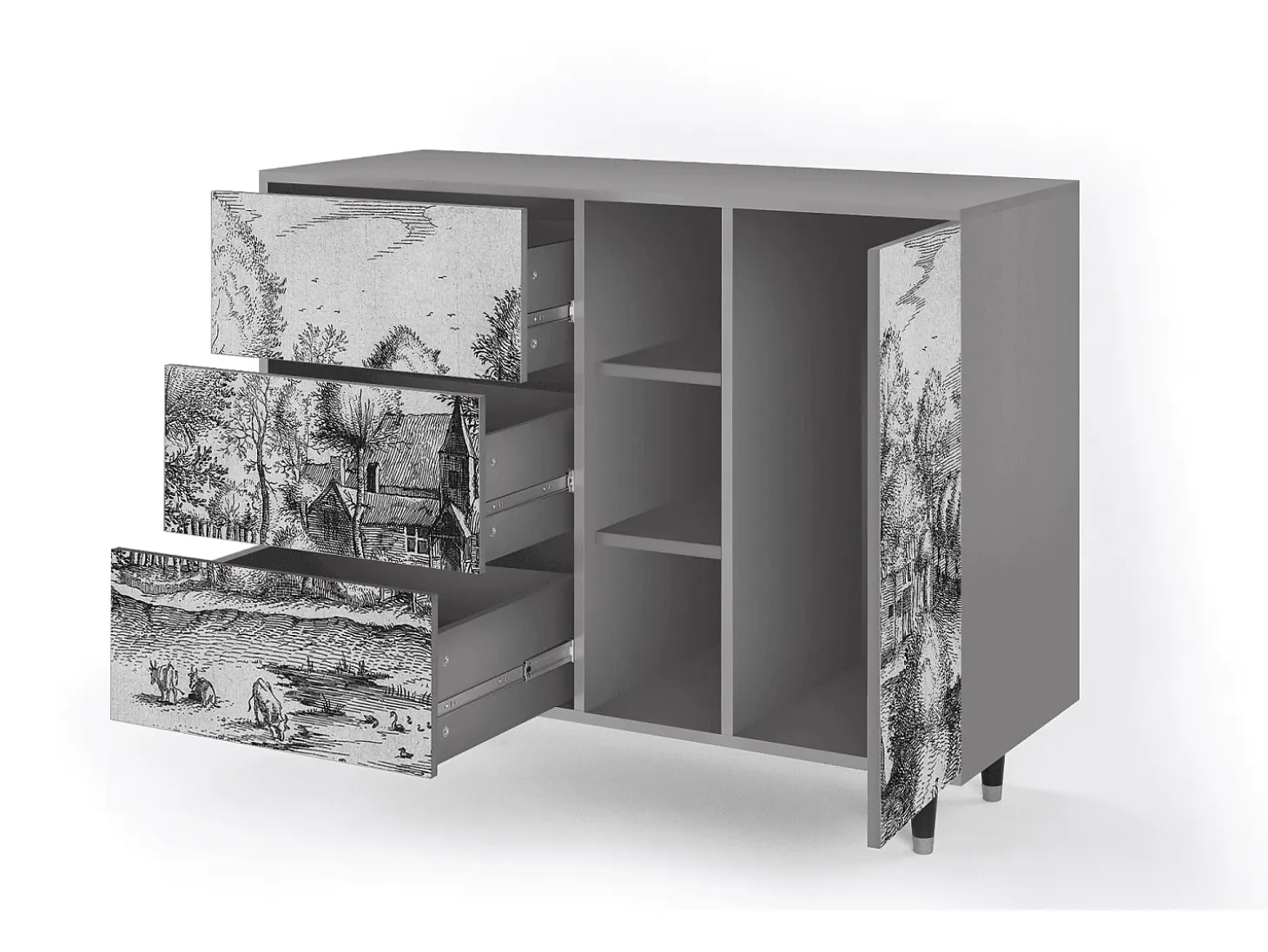 Aparador - 125x98x48 cm - BS2 - A Pond, Gris