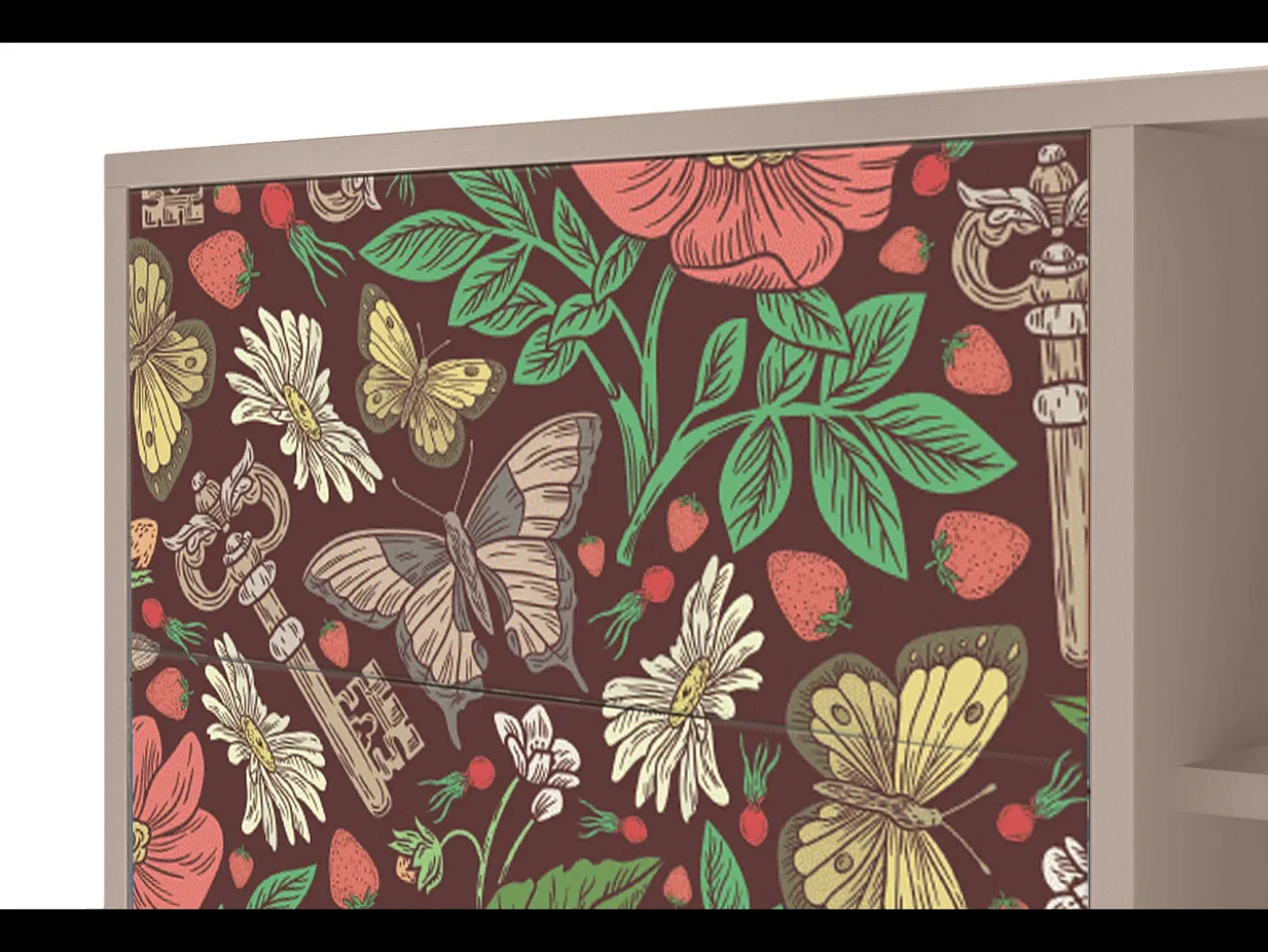 Aparador - 125x98x48 cm - BS2 - Alice in Wonderland, Latte