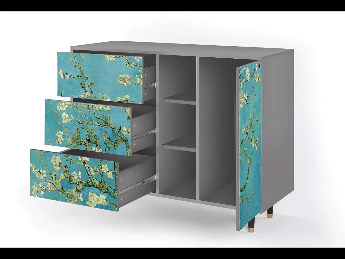 Aparador - 125x98x48 cm - BS2 - Almond Blossom, Gris