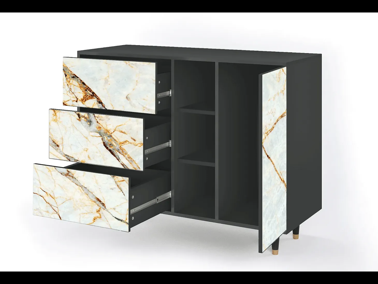Aparador - 125x98x48 cm - BS2 - Arenay Marble, Antracita