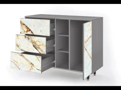 Aparador - 125x98x48 cm - BS2 - Arenay Marble, Gris