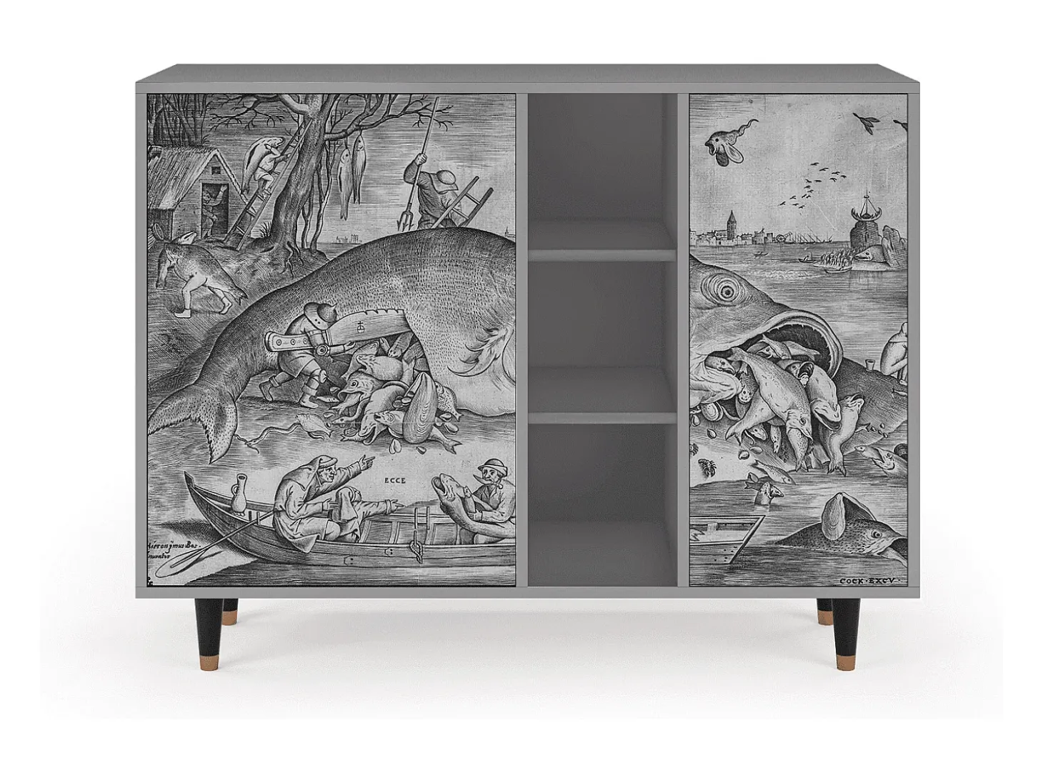 Aparador - 125x98x48 cm - BS2 - Big Fish Eat Little, Gris