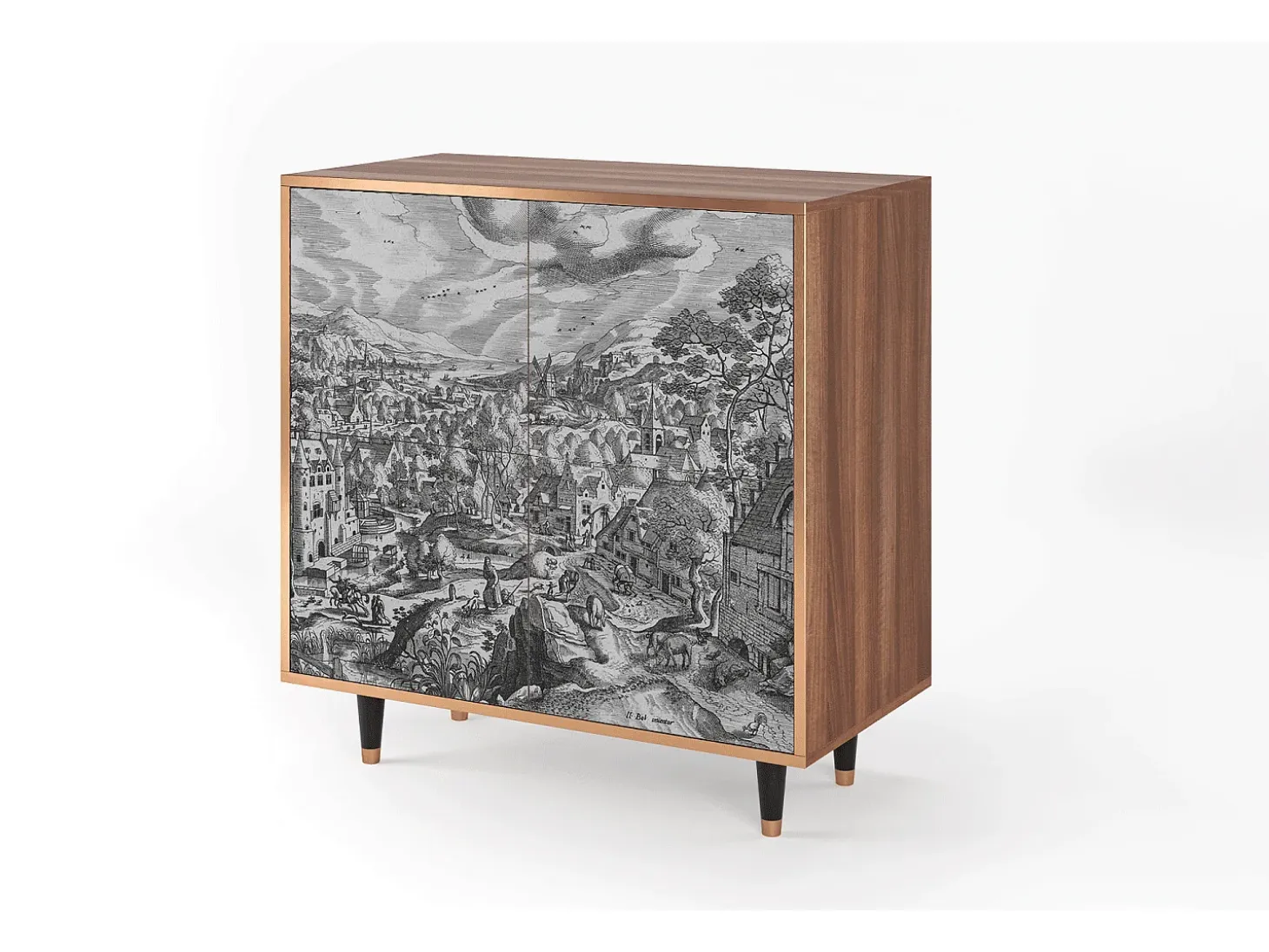 Aparador - 94x96x48 cm - BS3 - Bird Dropping, Nogal