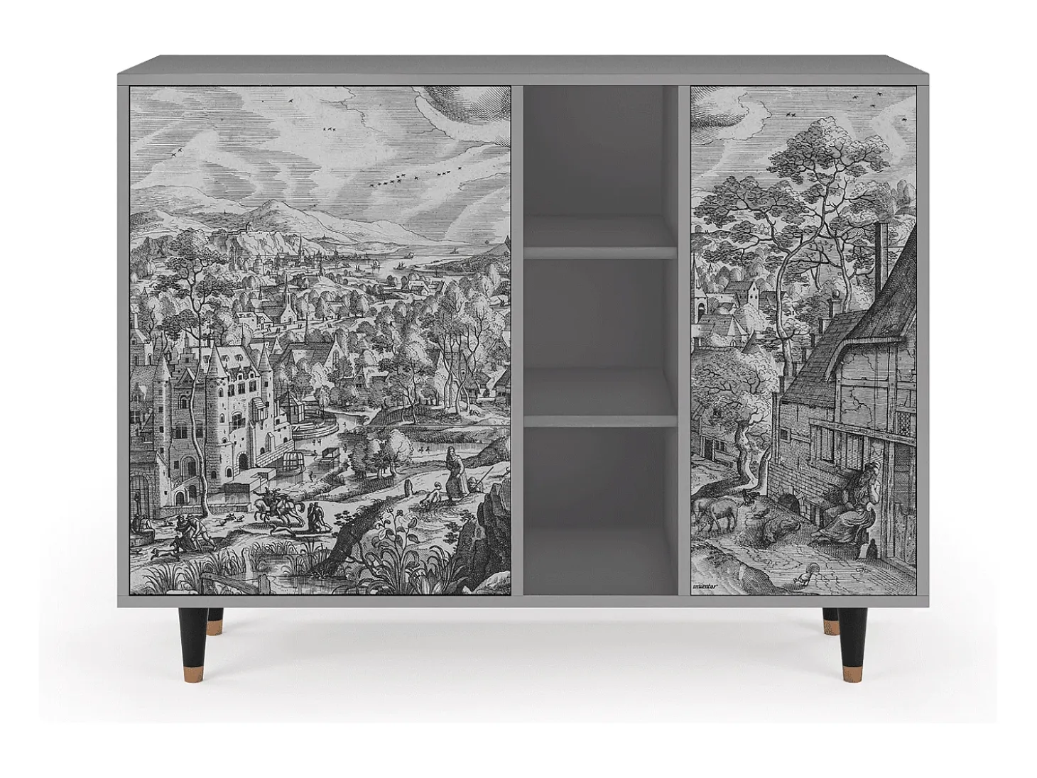 Aparador - 125x98x48 cm - BS2 - Bird Dropping, Gris