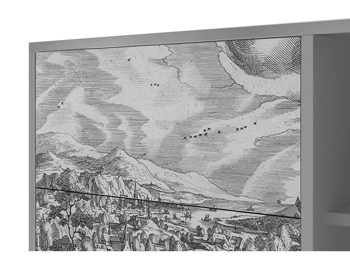 Aparador - 125x98x48 cm - BS2 - Bird Dropping, Gris