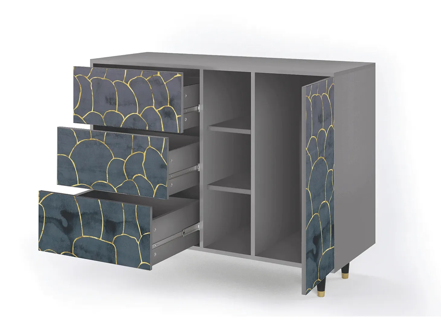 Aparador - 125x98x48 cm - BS2 - Blue Lagoon, Gris