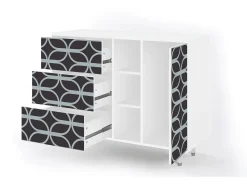 Aparador - 125x98x48 cm - BS2 - Braided Blue, Blanco