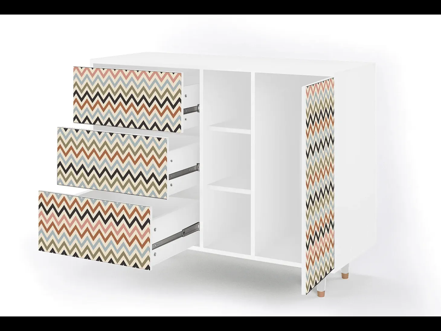 Aparador - 125x98x48 cm - BS2 - Bright Ripple, Blanco