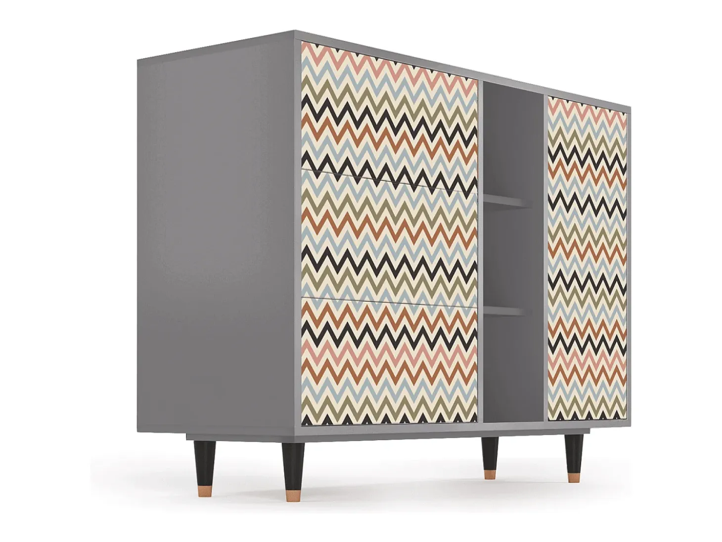 Aparador - 125x98x48 cm - BS2 - Bright Ripple, Gris