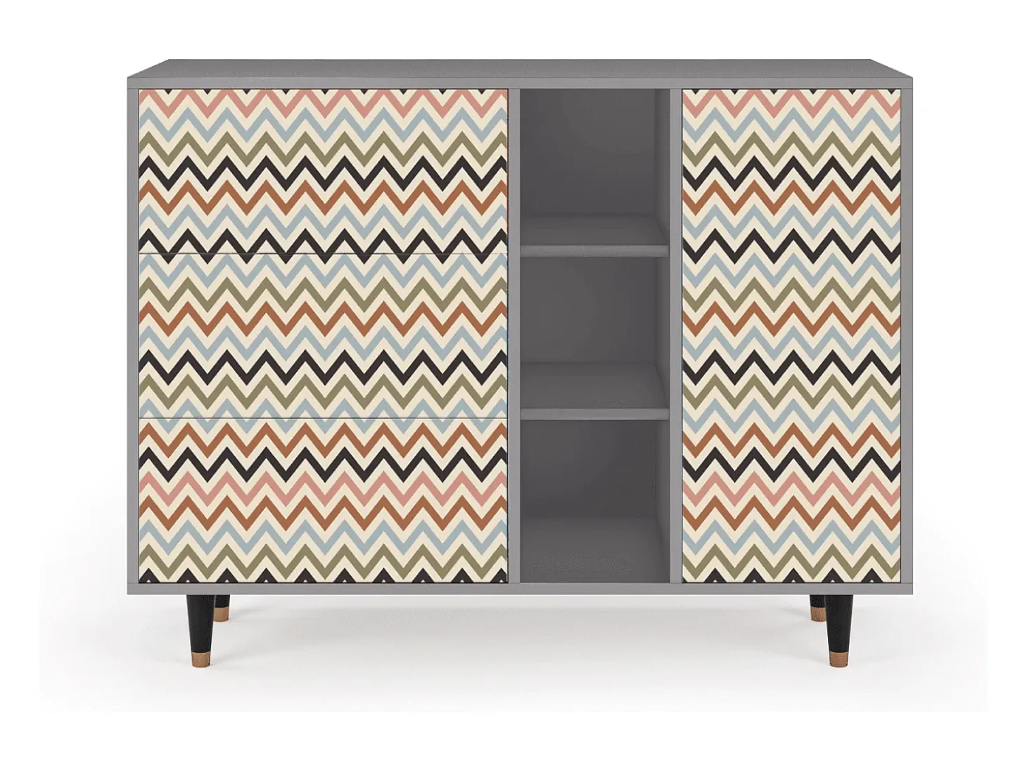 Aparador - 125x98x48 cm - BS2 - Bright Ripple, Gris