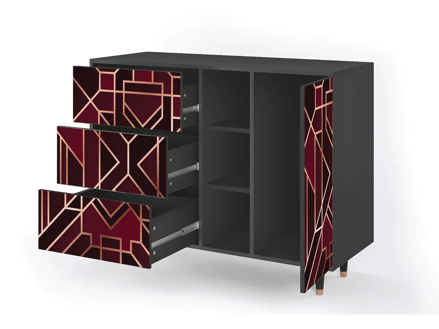 Aparador - 125x98x48 cm - BS2 - Burgundy Jewelery, Antracita