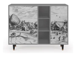 Aparador - 125x98x48 cm - BS2 - Country Village, Gris