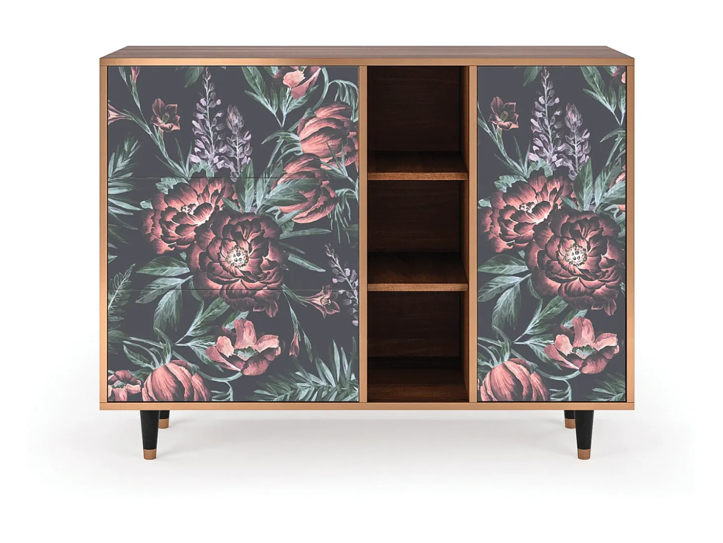 Aparador - 125x98x48 cm - BS2 - Dark Peonies, Nogal