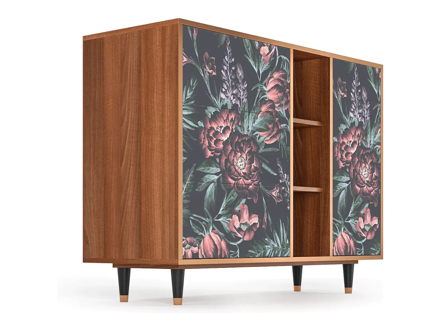 Aparador - 125x98x48 cm - BS2 - Dark Peonies, Nogal