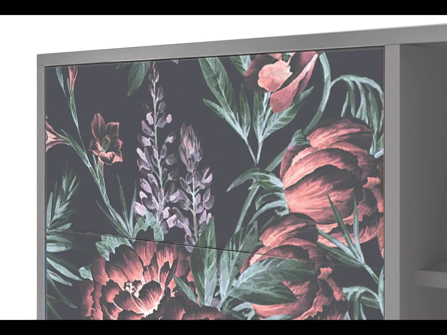 Aparador - 125x98x48 cm - BS2 - Dark Peonies, Gris