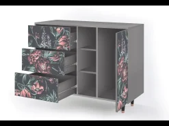 Aparador - 125x98x48 cm - BS2 - Dark Peonies, Gris