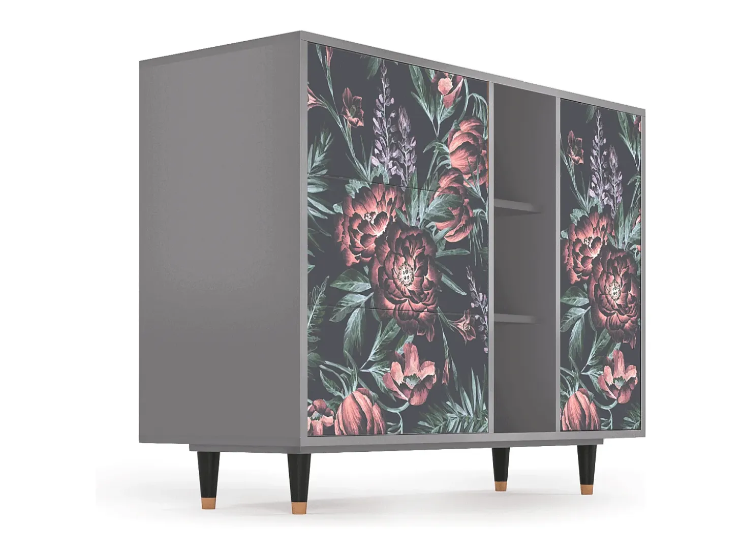 Aparador - 125x98x48 cm - BS2 - Dark Peonies, Gris