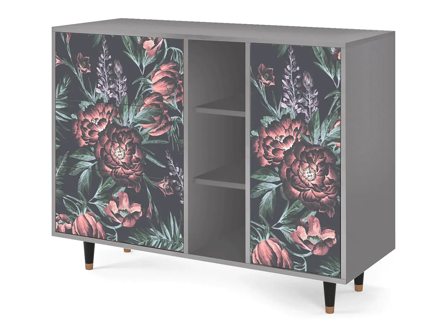 Aparador - 125x98x48 cm - BS2 - Dark Peonies, Gris