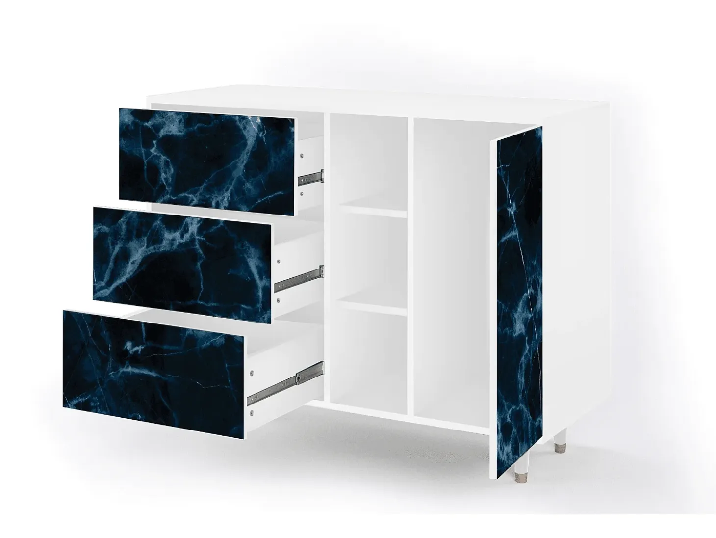 Aparador - 125x98x48 cm - BS2 - Deep Ocean, Blanco