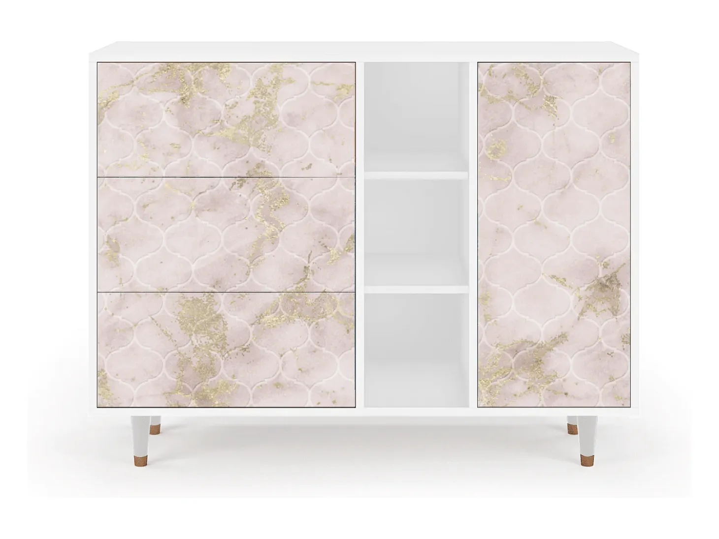Aparador - 125x98x48 cm - BS2 - Dirty Roses, Blanco
