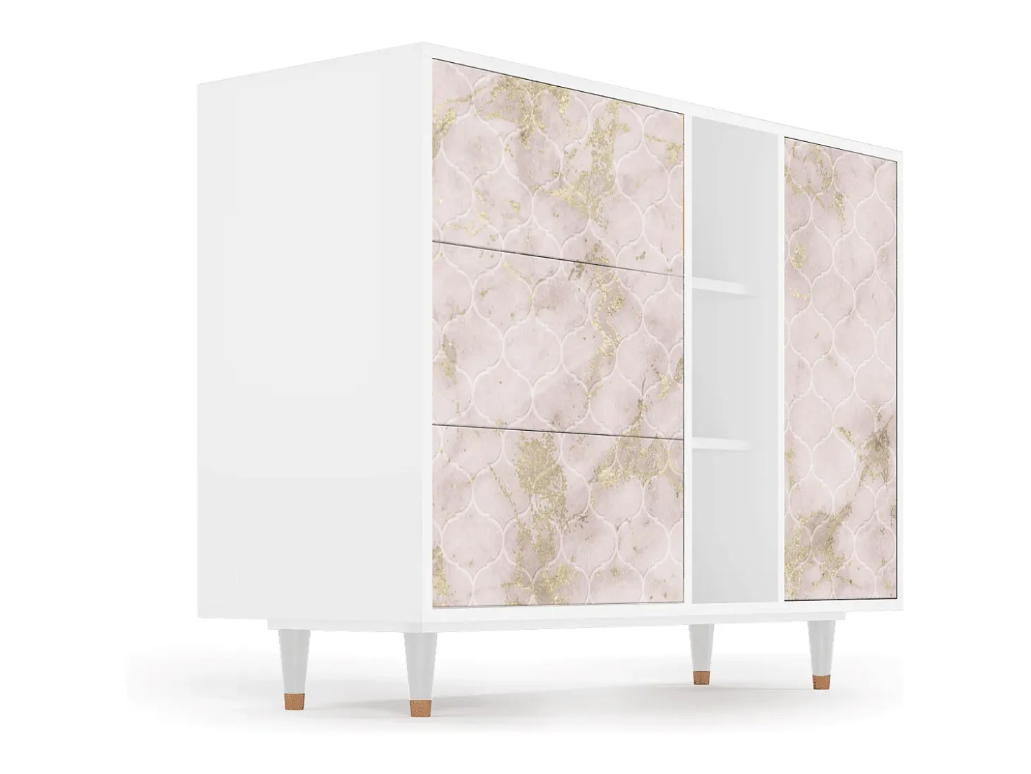 Aparador - 125x98x48 cm - BS2 - Dirty Roses, Blanco