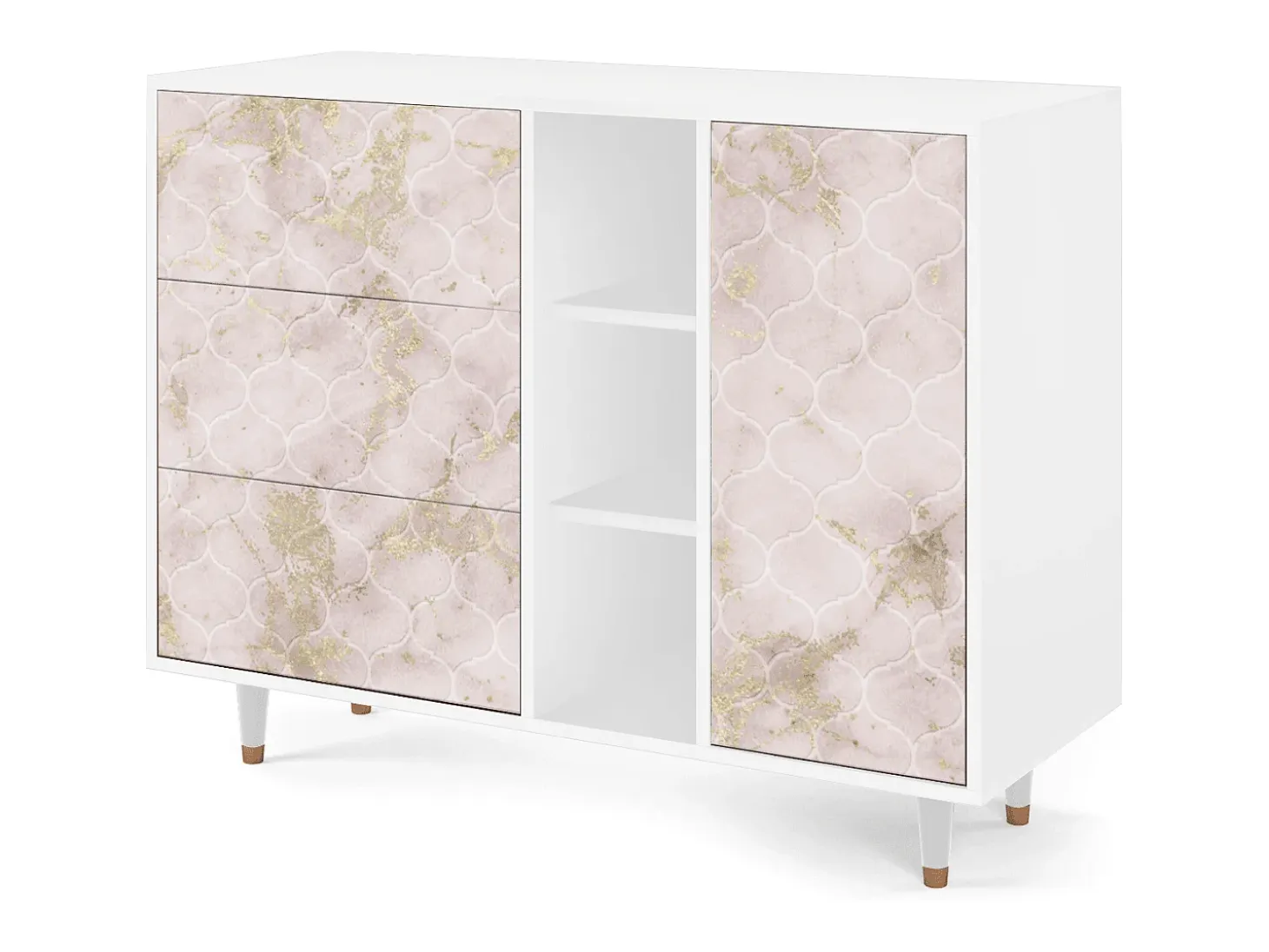 Aparador - 125x98x48 cm - BS2 - Dirty Roses, Blanco