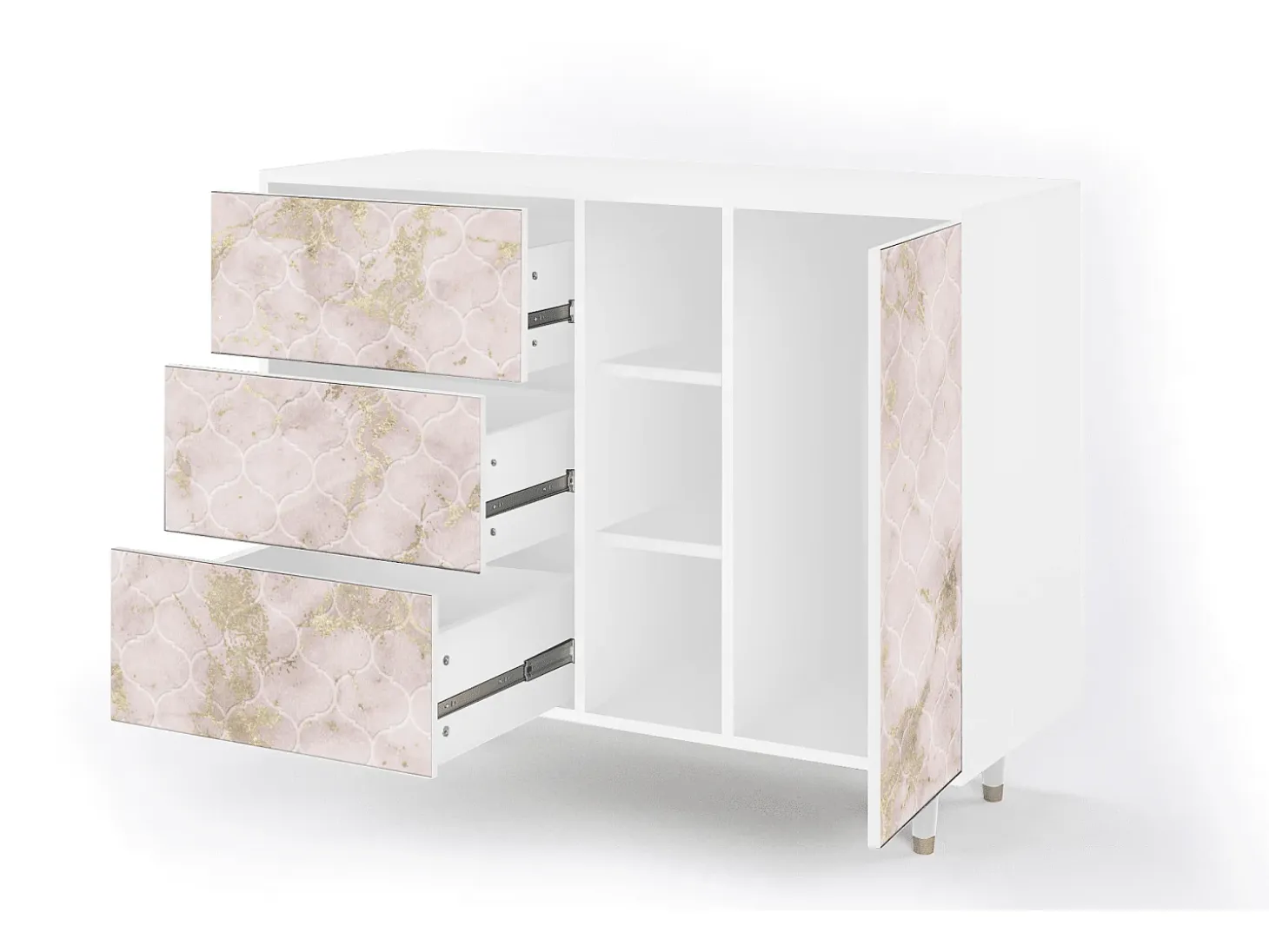 Aparador - 125x98x48 cm - BS2 - Dirty Roses, Blanco