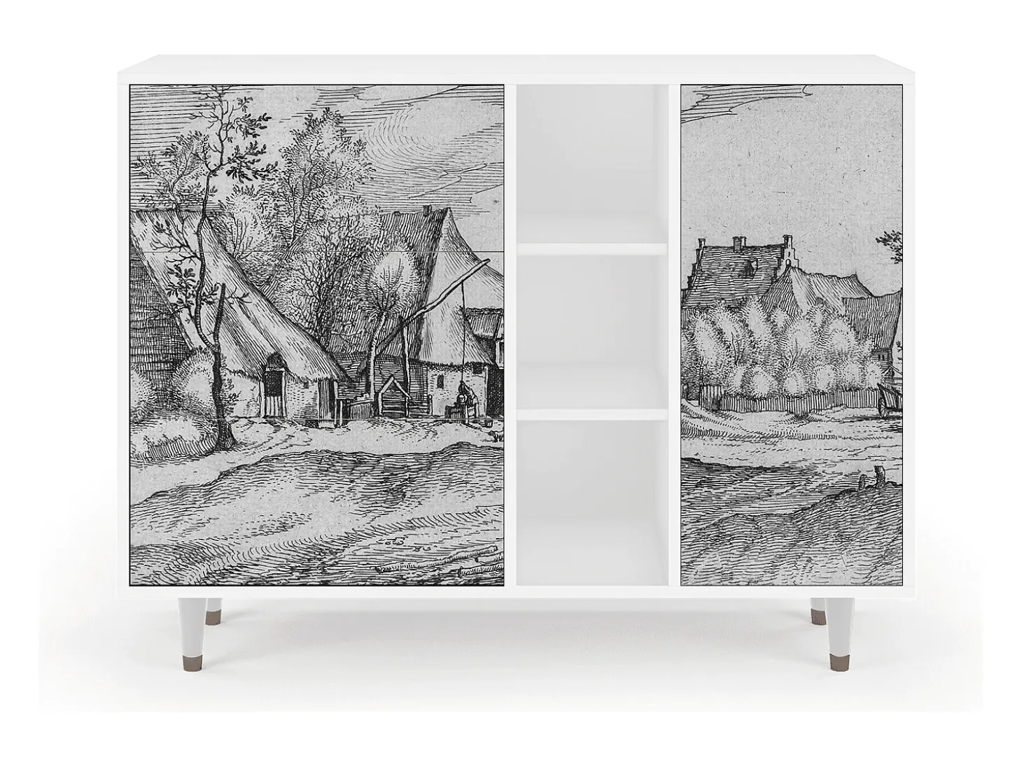 Aparador - 125x98x48 cm - BS2 - Farms in a Village, Blanco