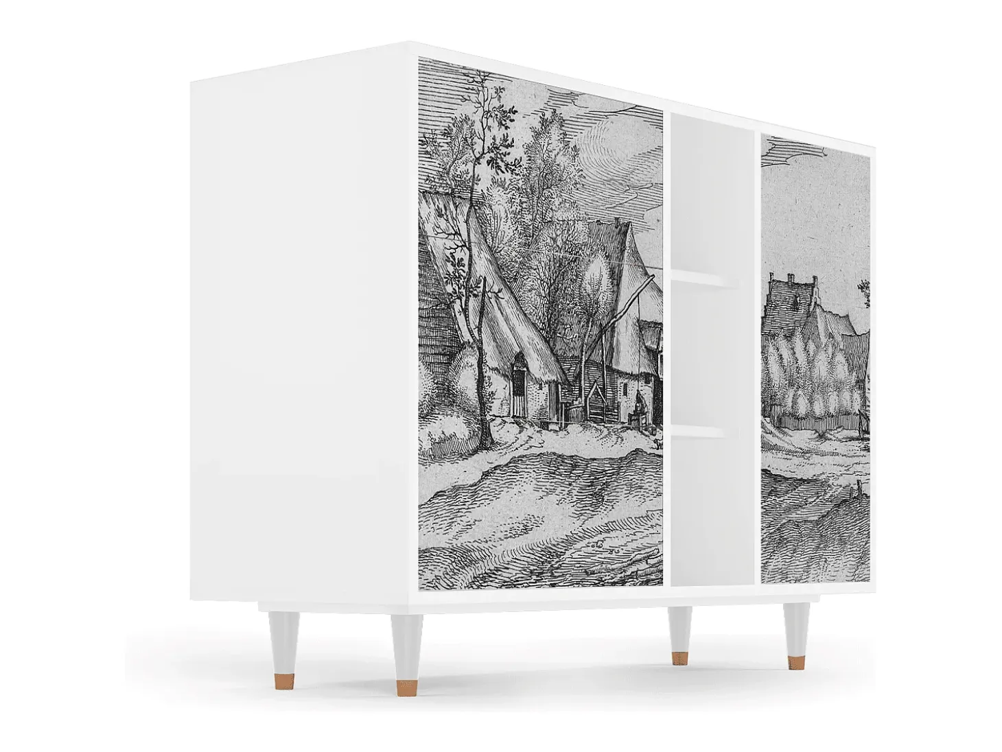 Aparador - 125x98x48 cm - BS2 - Farms in a Village, Blanco