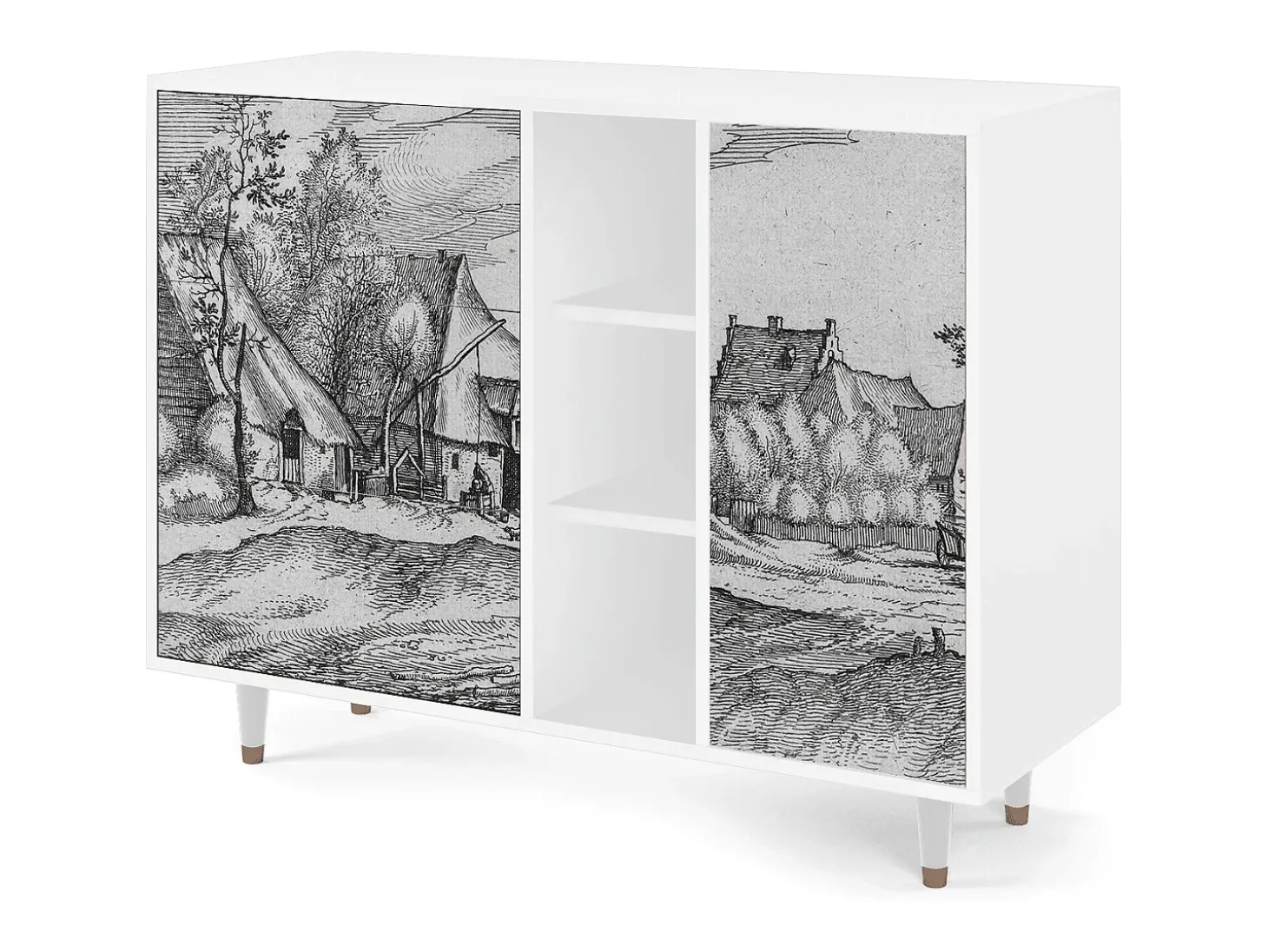 Aparador - 125x98x48 cm - BS2 - Farms in a Village, Blanco