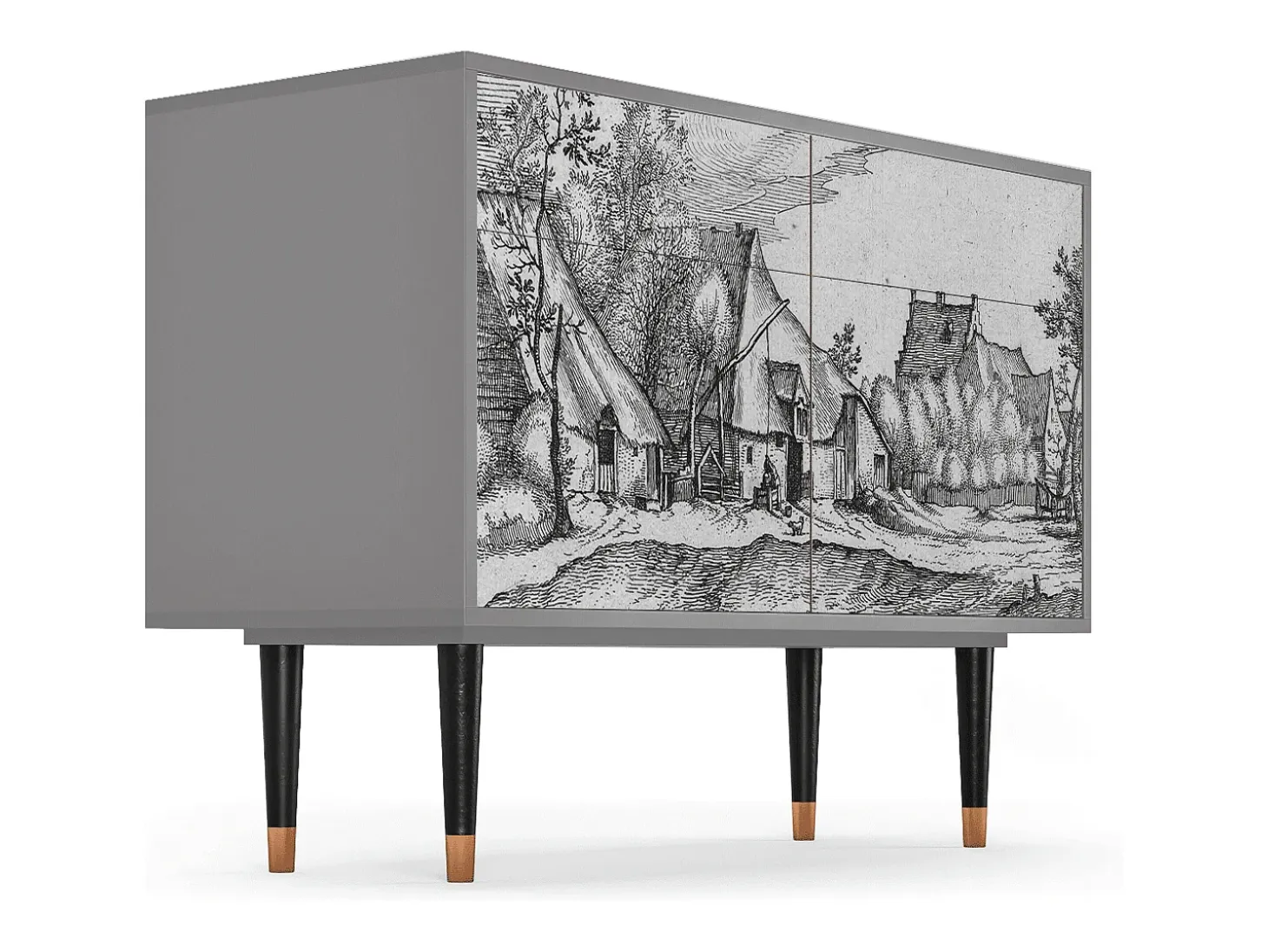 Aparador - 115x85x48 cm - BS4 - Farms in a Village, Gris