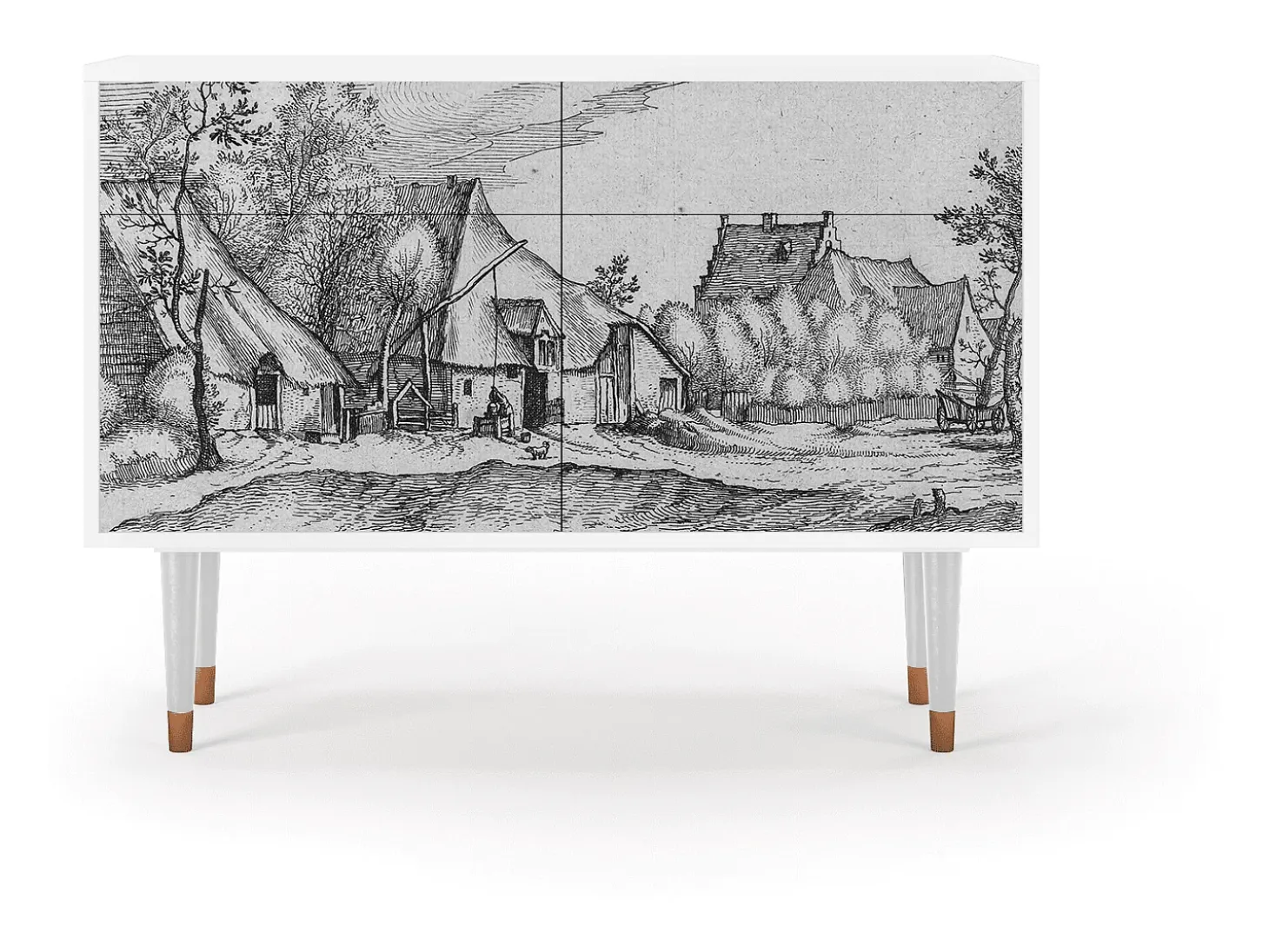Aparador - 115x85x48 cm - BS4 - Farms in a Village, Blanco