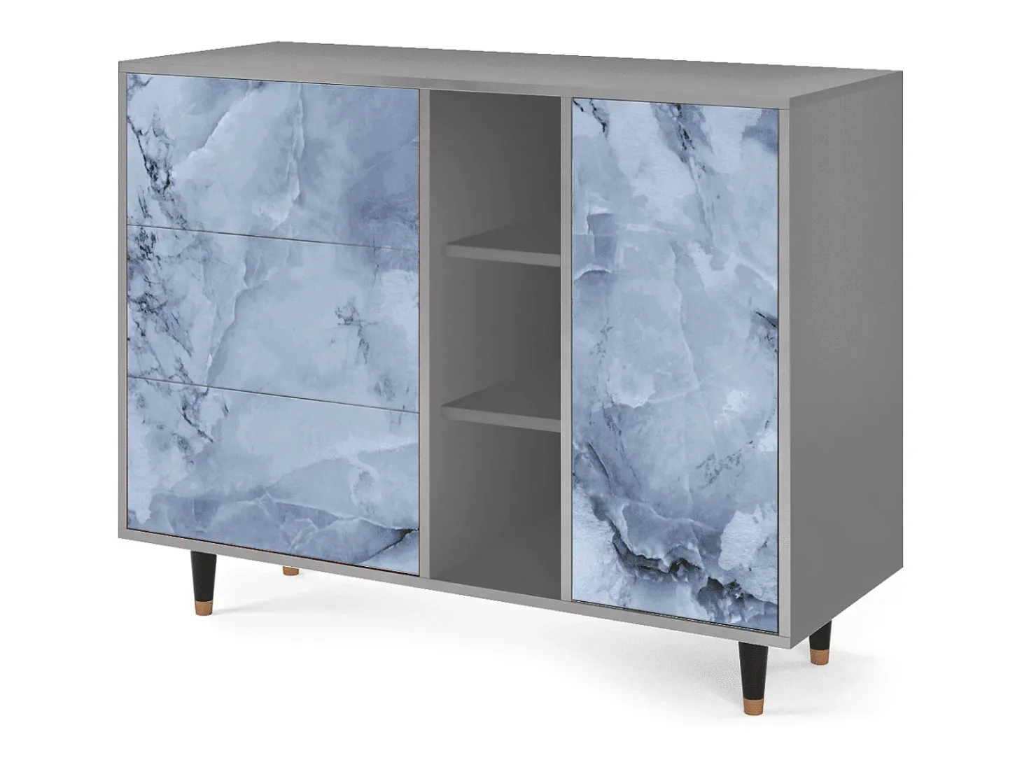 Aparador - 125x98x48 cm - BS2 - Feather Ice, Gris