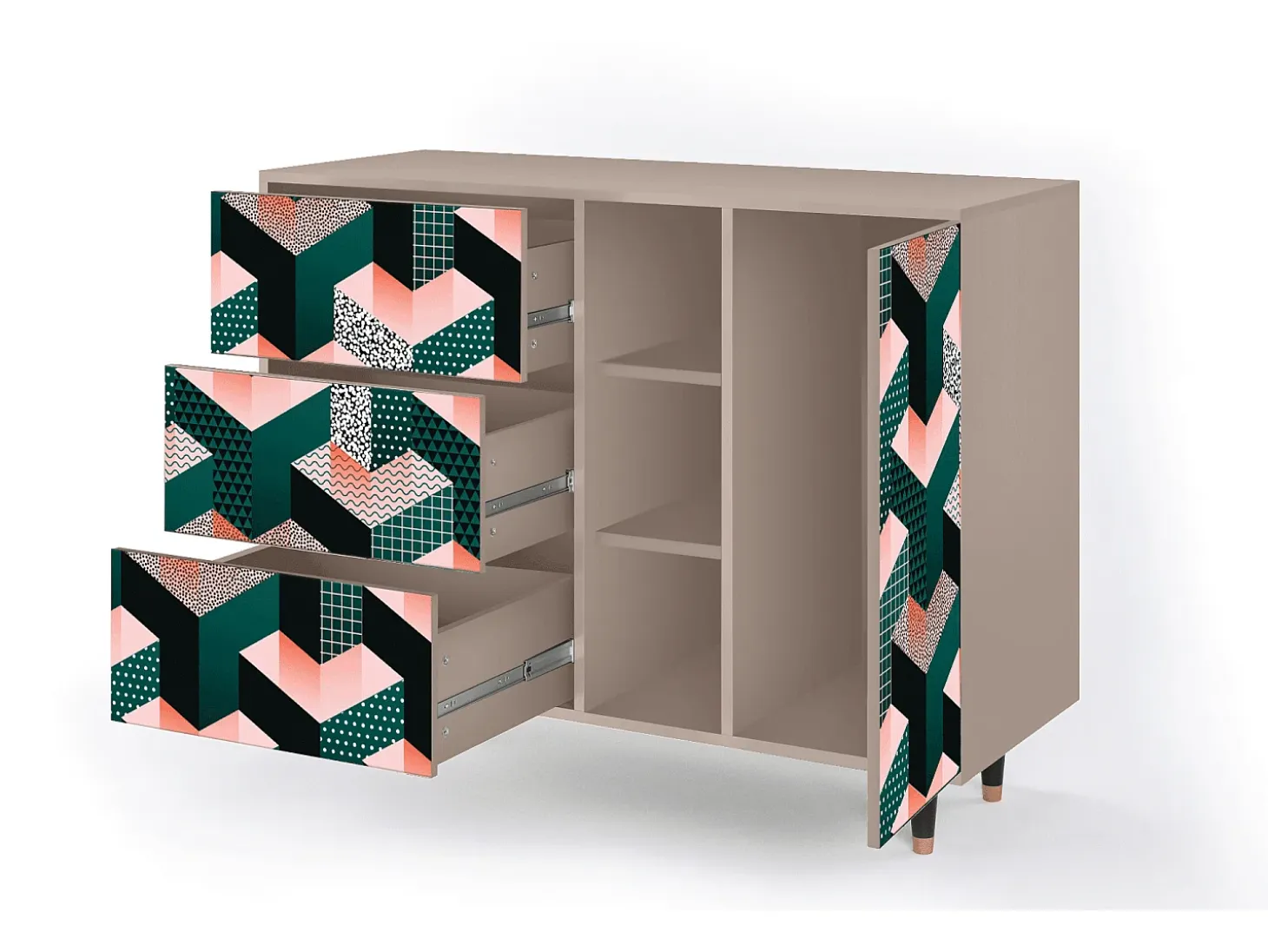 Aparador - 125x98x48 cm - BS2 - Geometric Madness, Latte