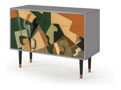 Aparador - 115x85x48 cm - BS4 - Glass and Checkerboard, Gris